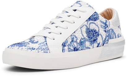 Betsey Johnson Women's Damon Sneaker, White Blue Floral, 7.5 M