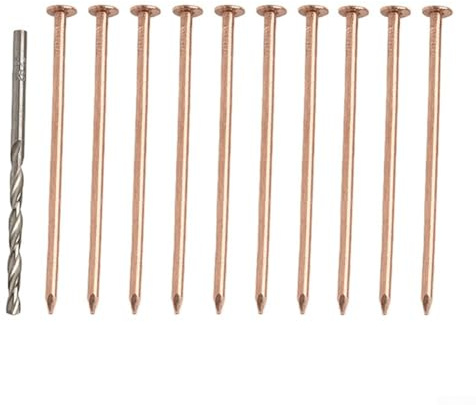 Tree Killer Nails 3.15 Inches, Copper Stump Removal Spikes for Killing Tree Roots, Includes Drill Bit, Pack of 10