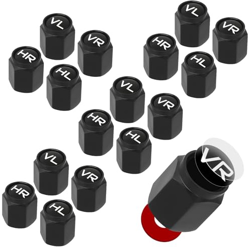 NVGVUP Set di 16 tappi per valvole in alluminio per auto, colore nero