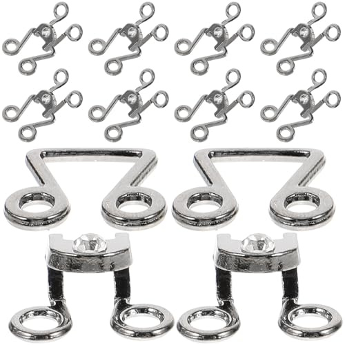 COHEALI Lot de 10 Crochets Invisibles Métalliques Couleur Gunmetal, Accessoires de Couture pour Soutien-gorge, Jupe et Pantalon, Fermeture à Œillet Dissimulée pour Travaux de Mercerie
