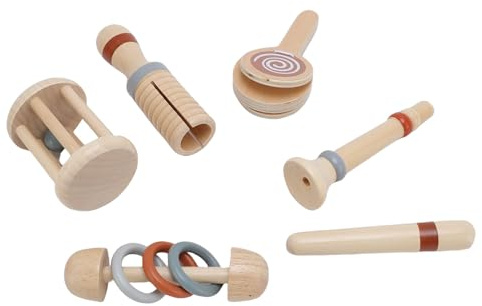 Omquot Trä Rattle Set Säker Pedagogisk Baby Musikaliska Leksaker för Spädbarn Som Griper Material