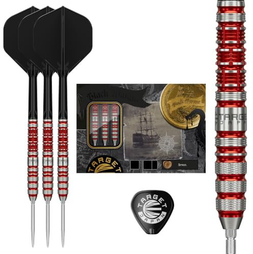 Target Japan Black Marque Spinel Steel Tip Darts with Kflex, 24G | 90% Tungsten Dart Set, K-Flex Flights and Shafts No.2, Swiss Nano Point Tips, Rin Yoshimuta
