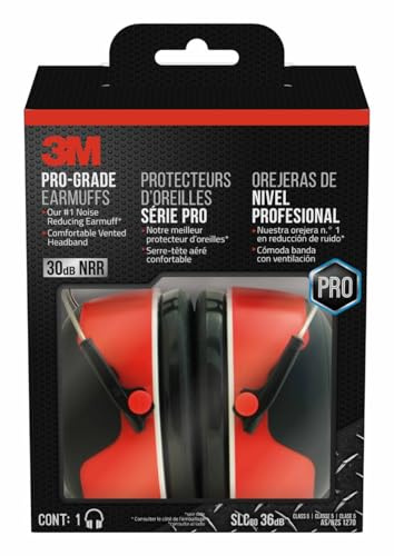 3M Pro-Grade Noise-Reducing Earmuff, NRR 30 dB, Lightweight and Adjustable