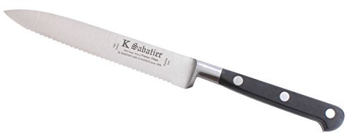 K SABATIER - Couteau Tomate 13 Cm Gamme Authentique - Acier Inoxydable - Manche Noir - 100% Forge - Entièrement Fabrique en France