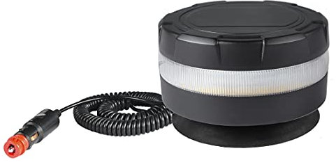 Ryme Automotive Rotativo Ámbar Slim Black LED 12/24 V Homologado R65 Emergencia Advertencia Señalización Tractor, Camión · Base Magnética Conexión a mechero