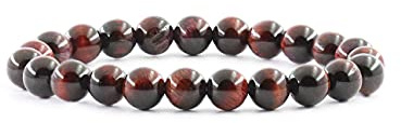 Ouubuuy Bracciale Occhio Di Tigre Rosso Perline Pietra Cristallo Naturale Uomo Donna 8mm Elastico Bracciale
