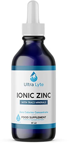 Ultra Lyte Ionic Zinc with Trace Minerals – 59ml Zinc Concentrate Food Supplement – Pure Non-GMO Vegan Friendly Formula – Supports Cognitive Performance, Muscle Growth, Immune System – Zero Calories