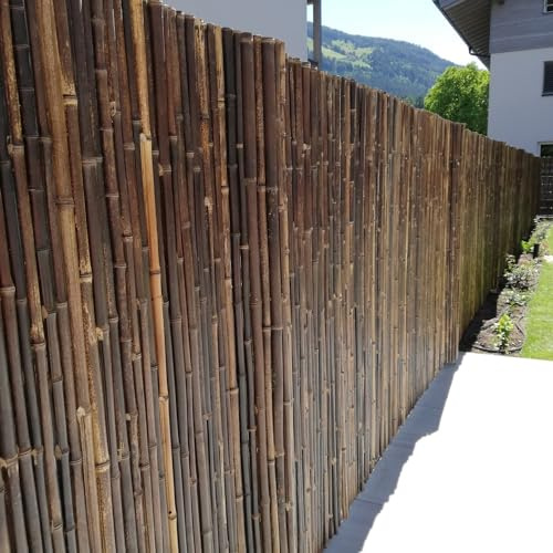 DE-COmmerce clôture en bambou stable noir, fermée en haut, clôture enroulable, clôture de jardin, clôture pare-vue pour jardin, terrasse, balcon (HxL) 150 x 180 cm