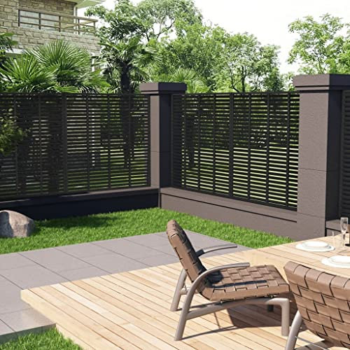 HOMIUSE Recinzione a lamelle in WPC, 180 x 180 cm, colore nero, per giardino, privacy e sicurezza, durevole e ruggine