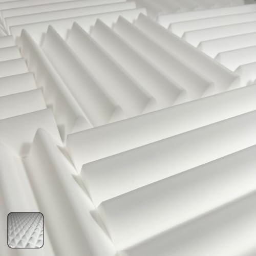 White Acoustic Foam Panels for Sound Dampening and Absorption - 2.5 Inches Thick - 12x12ā Tiles - 2 Pack (Wedge-2 Pack)