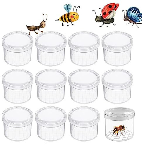 JDCMEI Vergrößernde Lupendose 12Pcs Becherlupen für Kinder, Erwachsene Forscher Set Klares Lupenglas, Insektenbeobachter, Tragbare Becherlupe für Käfersammeln, Insekten Forscherset