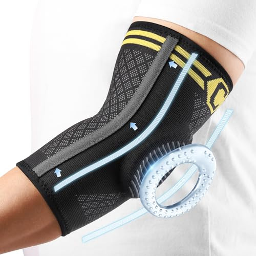 CAMBIVO Armbågsstöd för Epikondylit med Sidostabilisatorer | 2 Pack Kompressionsstöd med Gelkudde för Tennisarmbåge, Tendinit, Golf, Träning och Sport