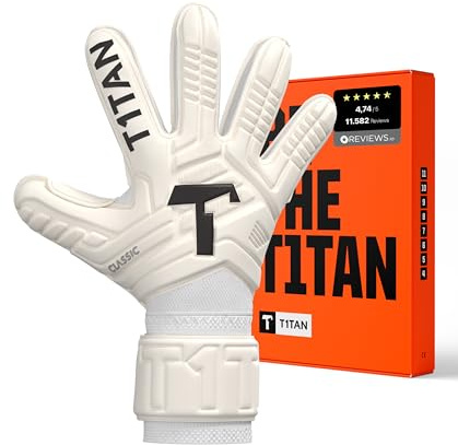 T1TAN Classic 1.0 White-out - Guantes de Portero - con protección para los Dedos - Guantes de fútbol para porteros - Talla 5