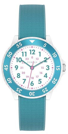 Cander Berlin MNA 0330 B Kinderarmbanduhr mit Klettverschluss 3 ATM wasserdicht Armbanduhr Kinder Mädchen Jungen Lernen analog