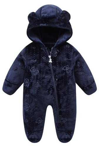 WYTbaby Combinaison de neige pour bébé en polaire avec capuche - Combinaison chaude pour l'hiver et l'automne - Pour garçons et filles de 0 à 12 mois