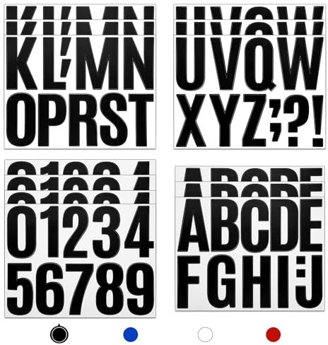 13 Blatt Buchstaben und Zahlen Aufkleber groß 10cm Vinyl klebrig wasserfest Adressschild Buchstaben Zahlen-Aufkleber Etiketten für Bastelarbeiten Schilder Poster Fenster (Schwarz)