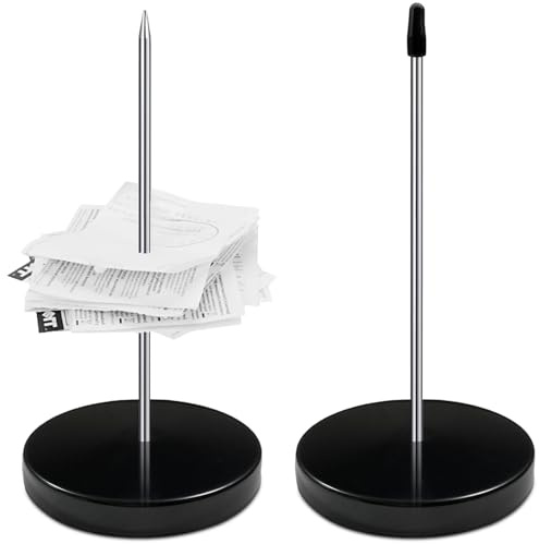 gaoduanluoluo 2 Pcs Pincho para Notas, Soporte de Factura de Cheque de Acero Inoxidable para Restaurantes Bares Hogares Oficinas (Negro)