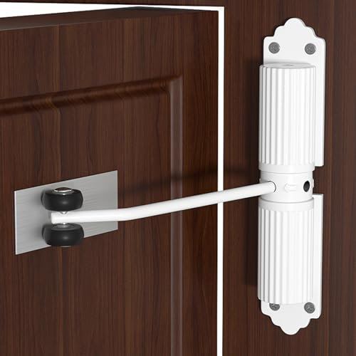 Ferme Porte Automatique,Ferme Porte Force De Fermeture Réglable,Groom Fermeture Porte Avec 6 Vis Et Tige De Réglage, Fermeture Porte Adapté Maison, Chambre, Bureau (Blanc)