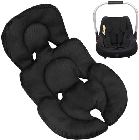 KBIBCK Sitzverkleinerer Babyschale, Baby-Autositzkissen, Kopfstütze für Neugeborenen-Autositz, Weiches Sitzauflage für Babyschale, Autositzbezug für Kinderwagen Hochstuh Autositz (Schwarz)