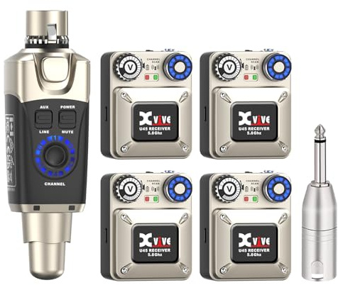 Xvive U45R4 – Sistema Wireless In-Ear Monitor con un Trasmettitore e Quattro Ricevitori (5.8GHz)