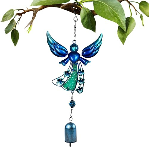 Jukeoiu Campanas de Viento de ángel para Exteriores, decoración de ángel, Figura con alas, Relajante Sonido Fuerte, Recuerdo para jardín, Patio, Porche, Patio, balcón, hogar, Funeral