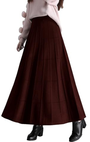 BiilyLi Jupe Longue Femme Hiver Élégant Haute Taille Tricotée Maxi Skirt A-Ligne Taille élastique Plissée Jupe