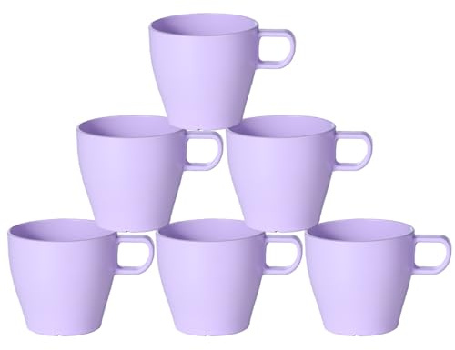 GESHUPOR 10 oz Coffee Cups Eco-Friendly, Shatter-Resistant Mug with Hanging Ears | Thickened Porcelain-Like Material | Suitable for Both Commercial and Home use(6-pack) (Purple)