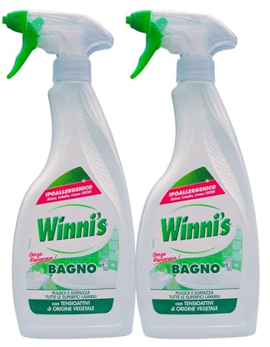 2x Detergente Spray BAGNO, Pulisce e Igienizza Tutte Le Superfici Lavabili. Ipoallergenico, Senza Risciacquo, Con Tensioattivi Di Origine Vegetale 500ml