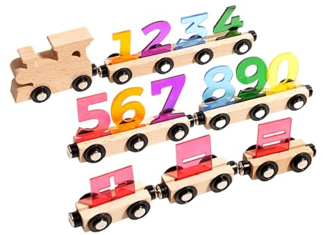 Muwugui Set Di Trenino Giocattolo | Strumento Educativo Precoce Interattivo in Legno | Set Di Trenino In Legno | per Bambine Compleanno Natale Capodanno Prescolare