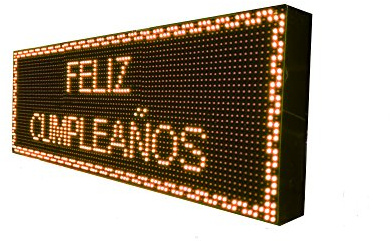 Cartel LED programable con Sensor de Temperatura y Reloj (96x32, Naranja ámbar) / Letrero programable/Pantalla programable/Pantalla de Texto/Rótulo Luminoso/Reloj electrónico