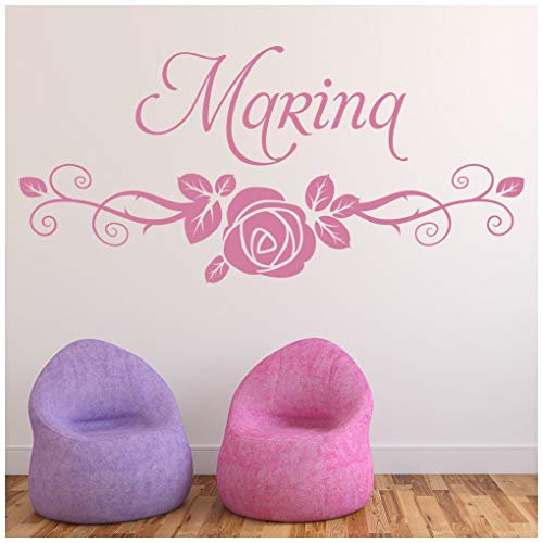 azutura Personalised Name Swirl Rose Wall Sticker available in 5 Sizes and 25 Colours Royal Blue