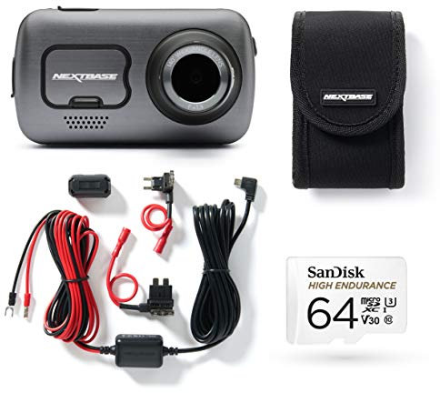 Nextbase 622GW 4K Dash Cam, Hard Wiring Kit, Class 10 U3 64GB SD Card & Case- Full 4k/30fps UHD In Car Camera- Wifi Bluetooth GPS- Super Slow Motion 120fps- Image Stabilisation what3words 140° Front