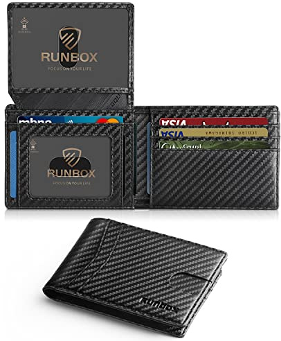 RUNBOX Wallet for Men - Slim Rfid Leather Bifold 2 ID Window With Gift Box Men's Accessories