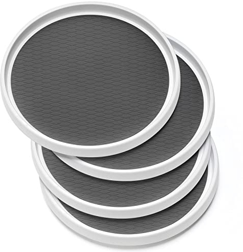 Set of 4, 10 Inch Non-Skid Lazy Susan Organizers - Turntable Rack for Cabinet, Pantry Organization and Storage, Kitchen, Fridge, Bathroom Makeup Vanity Countertop, Under Sink Organizing, Spice Rack