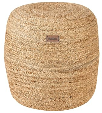 Beliani Indoor Pouf sandbeige Jute Füllung EPS rund ⌀ 46 cm Boho Dalama