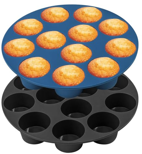 Webake Silicone Air Fryer Muffin Pan for Baking Egg Bites Silicone Mold, Nonstick 1.8 Inch Mini Muffin Tin BPA Free Set of 2