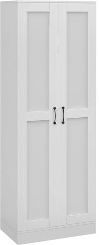 HOMCOM Armoire 2 Portes Meuble de Rangement avec 5 étagères, Style Contemporain, multifonctionnelle pour Chambre, Bureau, Cuisine, 60L x 36,5l x 175H cm, Blanc