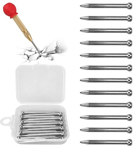 12 PièCes PoinçOn De Rechange, Pointeau Automatique,PoinçOn Central Automatique En Acier Pour Brise Vitre,Pour Bois, Mur, Metal, Avec 1 PièCes BoîTe De Rangement