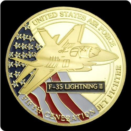 REIWAN Gedenkmünze Us Air Force F-35 Fighter Challenge Coin Vergoldete Gedenkmünze Sammlermünze