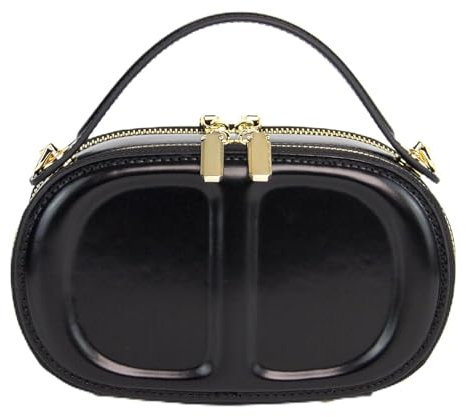 KAUKKO Handtasche Damen Hobo Ledertasche Umhängetasche Schultertasche aus Premium-Leder 19 x 8 x 11.5cm，KFB01-Schwarz
