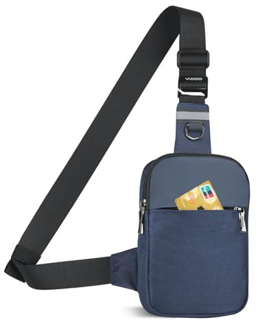 BROADREAM Small Sling Bag Cross Body Chest Shoulder Bag for Men Women - FRID Blocking Pocket and Adjustable Straps Crossbody Bag, Water Resistant Bum Bags for Runner Workout Hiking Cycling Travelling