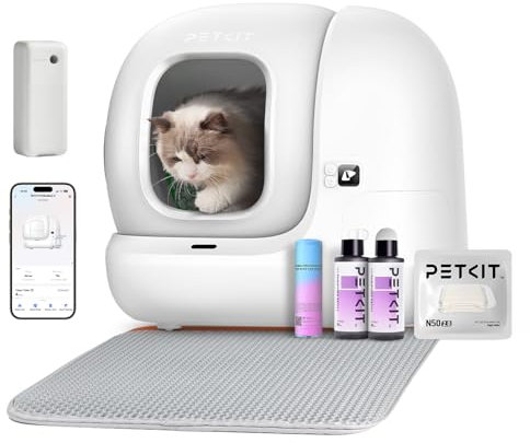 PETKIT PURA MAX 2 Self Cleaning Cat Litter Tray, 76L Extra Large Automatic Cat Litter Tray App Control, Dual Odour Control with Pura Air & N50, xSecure Robot Litter Box fr Multi-Cats with Mat & Liner