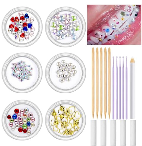 Kit de diamantes de imitación dental | Kit de joyas dentales | Adornos de moda artificiales para adultos y adolescentes eventos Cosplay Bodas Fotografías Cumpleaños Espectáculos de baile