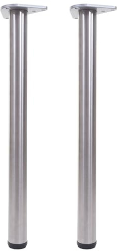 Mendler Juego de 2 patas de mesa HWC-H36 para escritorio, mesa de comedor, estructura de mesa, 73 cm, aspecto de acero inoxidable