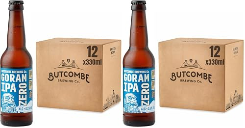 Butcombe Brewery, Goram IPA Zero Alcohol-Free Bottles, Vegan Friendly, Stone Fruit, Citrus, and Bitter Notes, 12 x 330ml (Pack of 2)