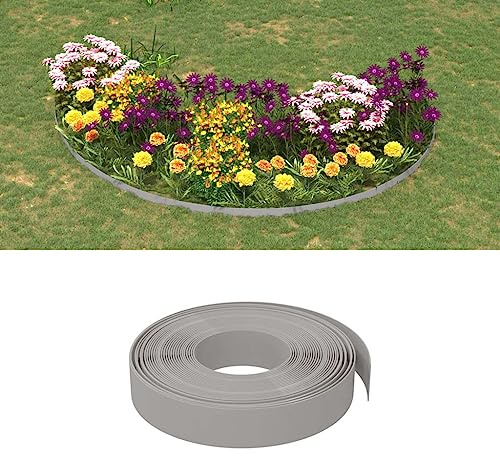 Clôture de jardin en polyéthylène - Gris - 10 m x 10 cm - Pour jardin, parterres de fleurs et aménagement paysager