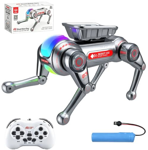 X-Verse 1508D RC hundrobot för barn, fjärrstyrd leksak, AI röstkommandon med bärbricka, programmerbar musikrobothund och dans, present till pojkar och flickor 3-12 år