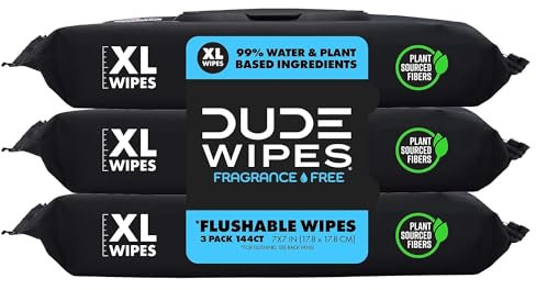 Dude Wipes Spender mit spülbaren Feuchttüchern (3 Packungen mit 48 Tüchern) geruchlose Feuchttücher mit Vitamin E und Aloe für den Heimgebrauch septisch und kanalisationssicher 48 Stück (3erPackung)