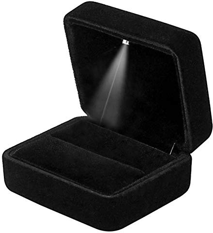GBYAN Velvet Ring Box with LED Light Jewelry Display Gift Box for Proposal,Engagement, Wedding