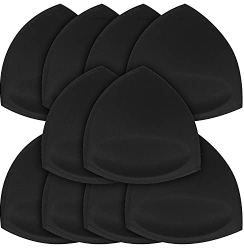 FANMAOUS 5 pairs Women's Triangle Bra Pads Inserts Removable Push Up Sports Bra Cups Replacements For Bikini Top Swimsuit (5 pairs black B/C)